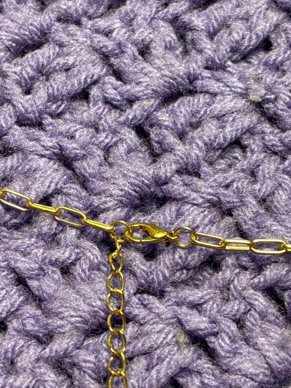 Purple Enamel Smiley Face Charm Pendant Necklace Goldtone Paperclip Chain - Picture 3 of 4